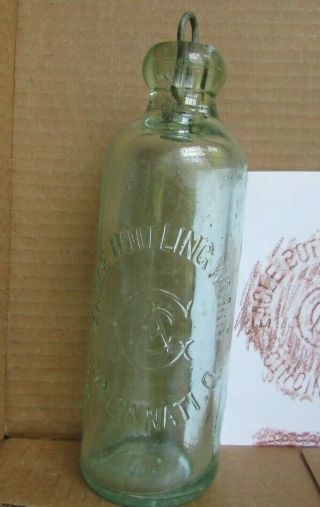 Hutchinson Stopper Blob Top Aqua bottle - EAGLE BOTTLING,  CINCINNATI (17) 2