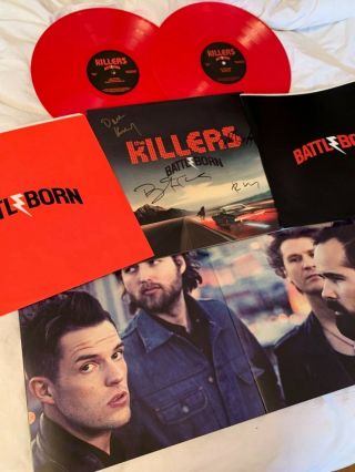 The Killers Signed Double Blood Red Battle Born Vinyl Brandon Flowers All 4