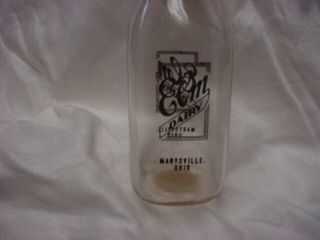 Vintage Elm Dairy Milk Bottle Marysville,  Ohio Quart Size