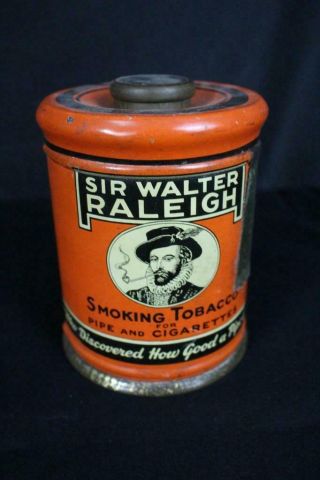 Sir Walter Raleigh Smoking Tobacco Tin Litho Can Louisville Kentucky Ky