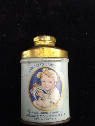 Vintage Sample Size Colgates Baby Talcum Powder Tin