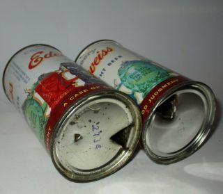 2 diff.  Edelweiss flat top beer can,  Chicago,  IL,  South Bend,  IN,  1950s 6