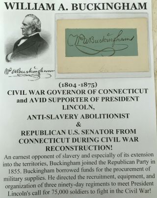 Civil War President Lincoln Abolitionist Governor Senator Ct Autograph Signed Vf