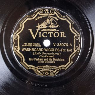 TINY PARHAM: Washboard Wiggles US Victor V - 38076 Hot Jazz 78 HEAR 2
