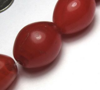 8 Rare Large Stunning Old Cherry Red Ethiopian Oval Bohemian Antique Egg Beads