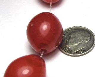 8 RARE LARGE STUNNING OLD CHERRY RED ETHIOPIAN OVAL BOHEMIAN ANTIQUE EGG BEADS 3