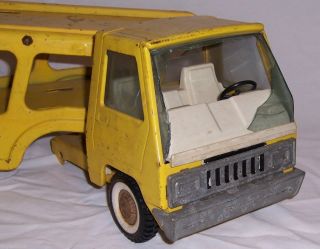 Vintage Buddy L Diecast Toy Car Hauler Truck Yellow Vehicle