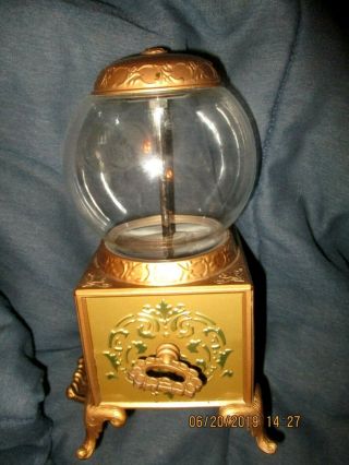 Vintage Jelly Belly Gold Mini Gumball Machine 8.  5 " Jelly Bean Dispenser Coinless