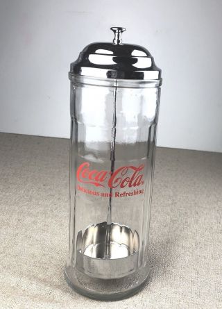 1992 Coca Cola Dispenser Straw Holder - Vintage Retro Diner Cafe Coke Glass