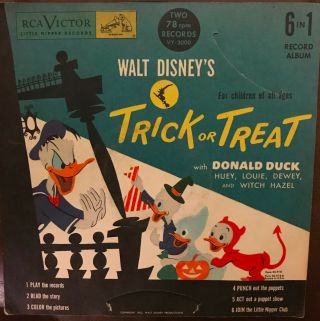 Walt Disney ' s Trick or Treat with Donald Duck - Two 78 rpm Records - 6 in 1 Reco 2