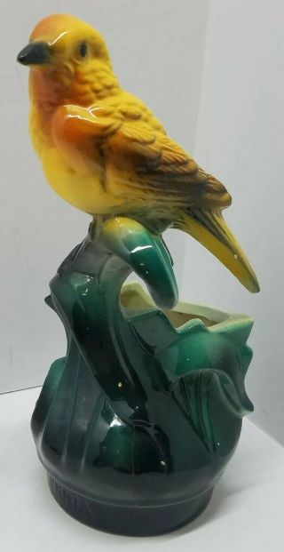 Vtg California Ceramic Yellow Gold Finch Warbler Bird Planter Retro Figurine