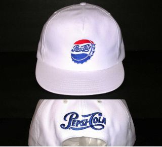 Vtg Pepsi Cola Usa Embroidered Old Bottle Cap White Snapback Hat Collector Nos