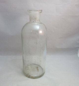 Vtg Apothecary Clear Glass Medicine Bottle