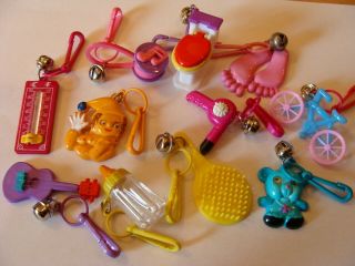 Vintage 80’s Plastic Bell Charms A - 26 Thermometer Toilet Elf Headphones Teddy