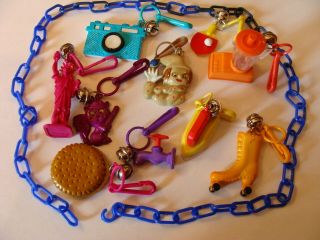 Vintage 80’s Plastic Bell Charms A - 27 Statue Liberty Camera Iron Skate Squirrel