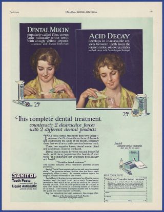 Vintage 1923 Sanitol Tooth Paste Dental Hygiene Art Decor Print Ad 20 
