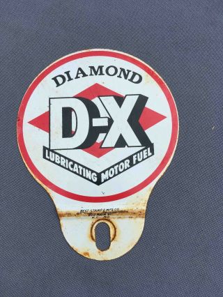 Vintage Diamond D - X Gasoline & Motor Oil Tin License Plate Topper Sign