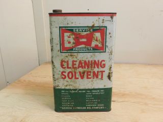 Vintage B/a British American Oil Co.  Bowtie Logo Cleaning Solvent 1 Gallon Can