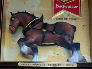 VINTAGE 1950 ' s BUDWEISER BEER CLYDESDALE SHADOW BOX BAR LIGHT SIGN 2 2