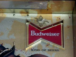 VINTAGE 1950 ' s BUDWEISER BEER CLYDESDALE SHADOW BOX BAR LIGHT SIGN 2 3