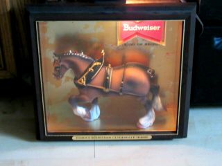 VINTAGE 1950 ' s BUDWEISER BEER CLYDESDALE SHADOW BOX BAR LIGHT SIGN 2 7