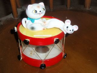 Mouse Drum Cat Bank Tlc Hard To Find Holt Howard Era Piece Vintage Japan