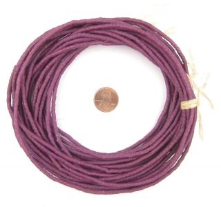 Plum Purple Sandcast Seed Beads 3mm Ghana African Cylinder Glass 26 Inch Strand