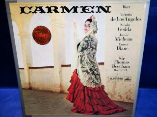 Hmv Asd 331 - 3 White/gold Bizet: Carmen Los Angeles /beecham 3 Lp Grey Box