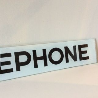 Vintage Telephone Booth Reverse Painted Glass Sign Black White