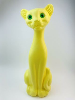 Vtg Plastic Yellow Cat Bank Blow Mold 16 " Tall Mid Century