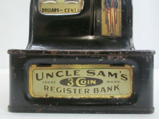Rare Uncle Sam ' s 3 Coin Register Bank 1940 ' s WWII Model - Nickels - Dimes - Quarters. 3