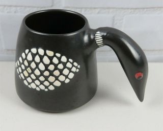 Signed Stephen Schiffer Art Pottery Loon/diver Aquatic Bird Neck Coffee Mug