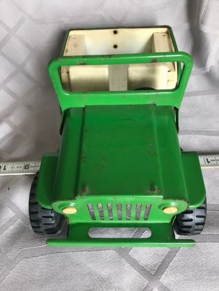 Vintage Early 1960 ' s Tonka All Metal Jeep Green 10” 3