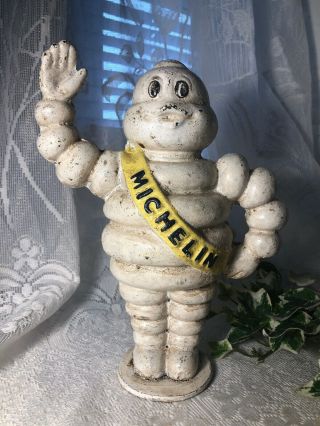 Antique Cast Iron Michelin Man Promotional Still Coin Bank -