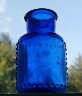 Antique Wyeth Cobalt Blue Hobnail - Blown Poison Bottle