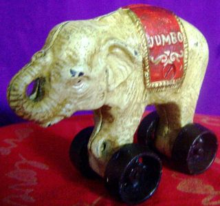 Vintage Cast Iron Jumbo The Elephant On Wheels Bank Just Like Pt Barnum 