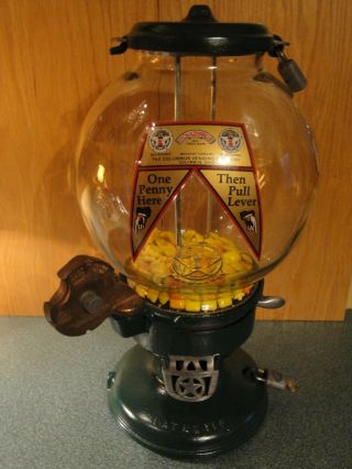 Columbus Model A 1cent Gumball Candy Peanut Machine With Slug Rejector