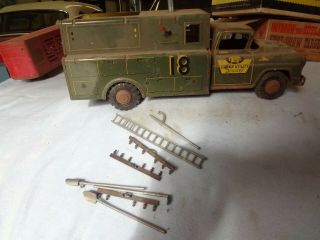 Vintage Lumar Utility Service Toy Truck,  Large Truck With Crank Up Crow 