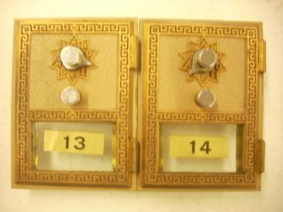 2 - Vintage 1966 Post Office Box Doors & Frame 13 & 14,  Made By National Lock