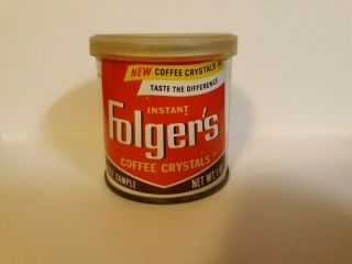 Vintage Folgers Coffee Can Metal Tin Sample Small 1 Oz Old Antique