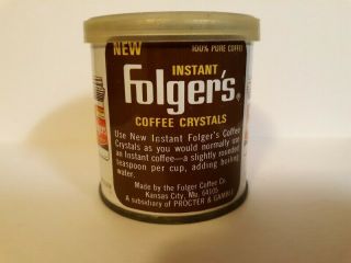 VINTAGE FOLGERS COFFEE CAN METAL TIN SAMPLE SMALL 1 Oz Old Antique 3