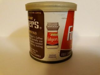 VINTAGE FOLGERS COFFEE CAN METAL TIN SAMPLE SMALL 1 Oz Old Antique 5