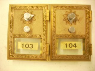 2 - Vintage 1966 Post Office Box Doors & Frame 103 & 104,  Made By National Lock