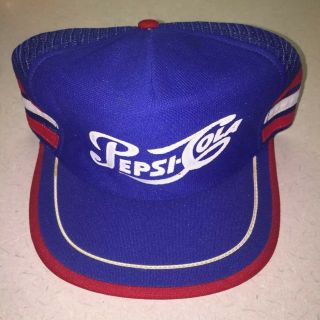 Pepsi Cola Snapback Mesh Truckers Hat Cap 3 Stripe Usa Vtg 70’s Rare Blue