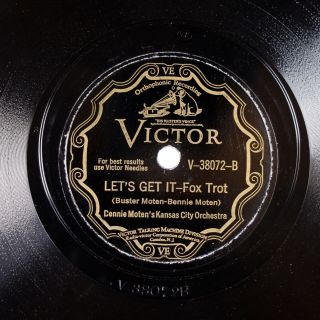 BENNIE MOTEN: Moten’s Blues US Victor Scroll V - 38072 Hot Jazz 78 E - Hear 3