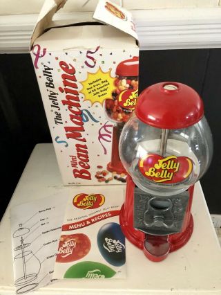 Vintage Jelly Belly Bean Dispenser Metal Glass Coin Operated Gumball Machine