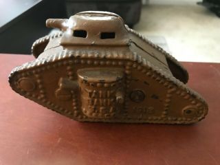 Antique Vintage 1918 Us Tank Bank Cast Iron Wow