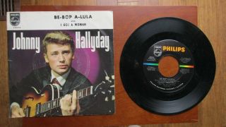 Rocker 45 With Very Rare Picture Sleeve - Johnny Hallyday - Be - Bop - A - Lula