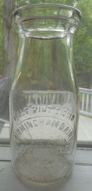 Vintage Half Pint Slugplate Milk Bottle Birmingham Dairy Manassas,  Va