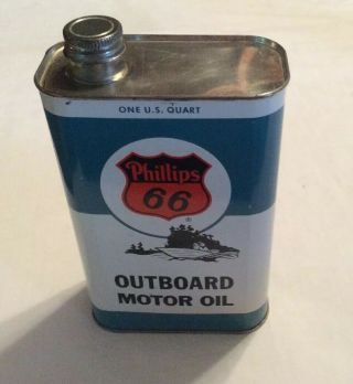 Vintage Phillips 66 Outboard Motor Oil Can One Us Quart Rare Oil Advertising